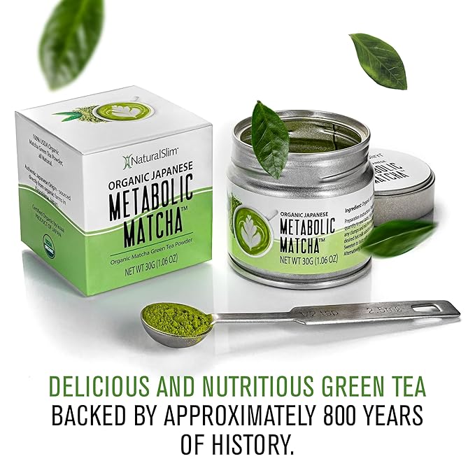 Naturalslim Japanese Organic Matcha Powder Green Tea - Metabolic Pure Japanese Matcha Tea Superfood with L-Theanine &amp Antioxidants for Metabolism Energy &amp Concentration - 30g