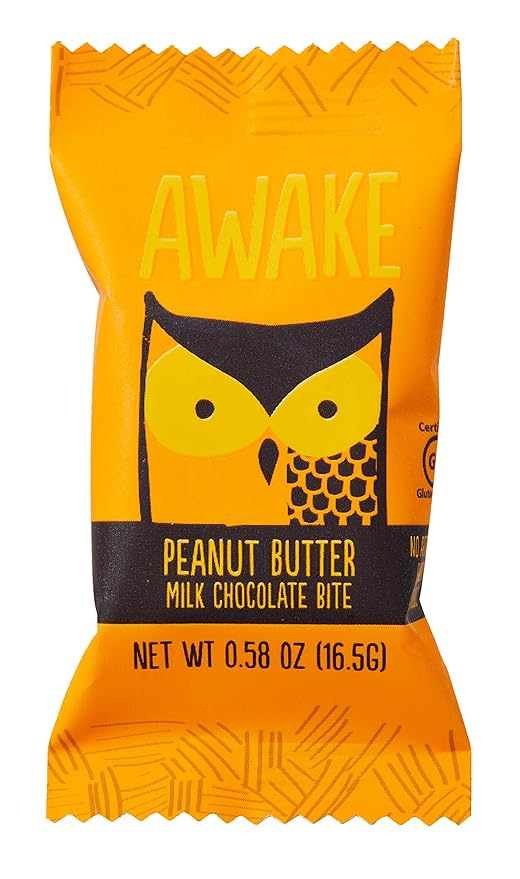 AWAKE Caffeinated Chocolate Bites Peanut Butter Chocolate Energy Snack 1 Bite Equals 1/2 Cup of Coffee 50 Bites