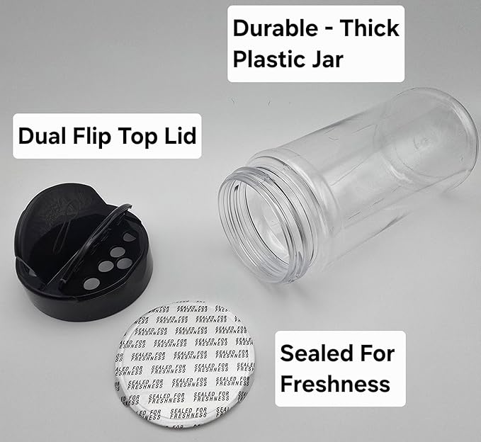 BBQ Seasoning Shaker Bottles Set – 3 Empty 16 oz Plastic Jars with Dual Flip Lids Cooking Twine &amp Nylon Grill Pins for Bacon Wrapped – Refillable Spice Containers for Rubs Grilling &amp Smoking