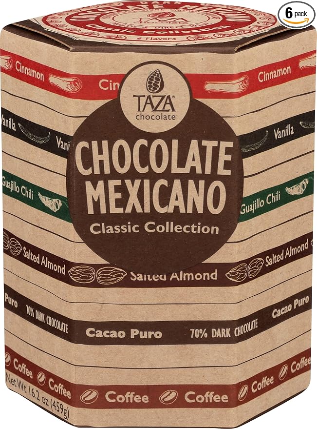 Taza Chocolate Organic Mexicano Disc Stone Ground Classic Collection Variety Pack 2.7 Ounce (6 Count)