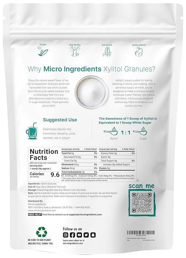 Xylitol Sweetener 6 Pounds Natural Sweetener 1:1 Sugar Substitute and Low Calorie Great for Baking and Cooking No After Taste Keto Friendly