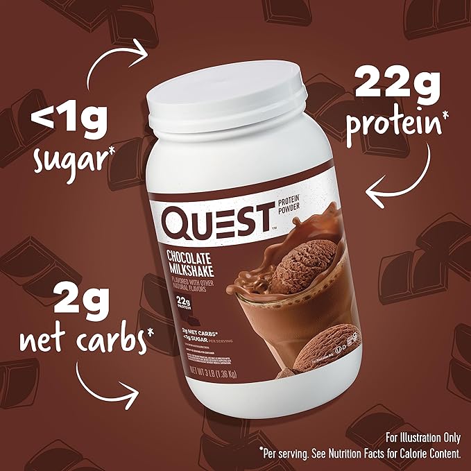 Quest Chocolate Milkshake Protein Powder 22g Protein 43 Servings and Quest Blueberry Muffin Protein Bars 21g Protein 12 Count