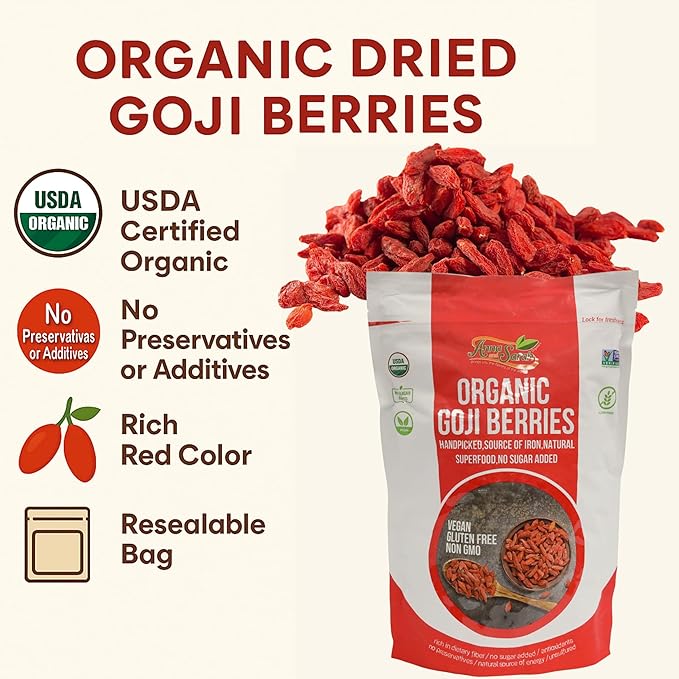 Anna and Sarah Organic Dried Goji Berries 2 Lbs in Resealable Bag