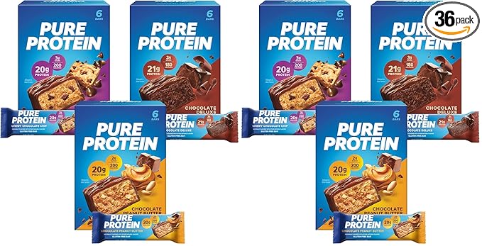 Pure Protein BarsHigh ProteinNutritious Snacks to Support EnergyLow SugarGluten FreeVariety Pack1.76oz18 Count (Pack of 2)