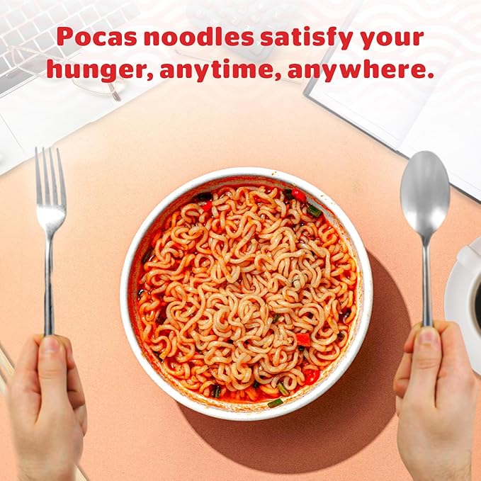Pocas Bowl Noodle Soup Spicy Chicken 12-Pack Microwavable Instant Noodles Bowl 3.17 Oz Ea