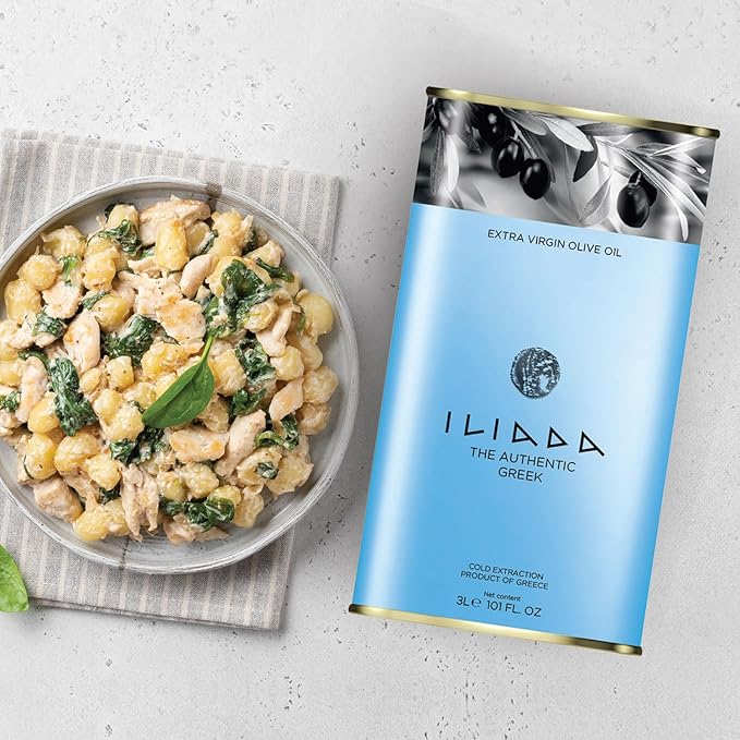 ILIADA Greek Extra Virgin Olive Oil 3L | 100% Greek | Monovarietal Koroneiki | Cold-Pressed | High Polyphenol Content | Chef’s Choice