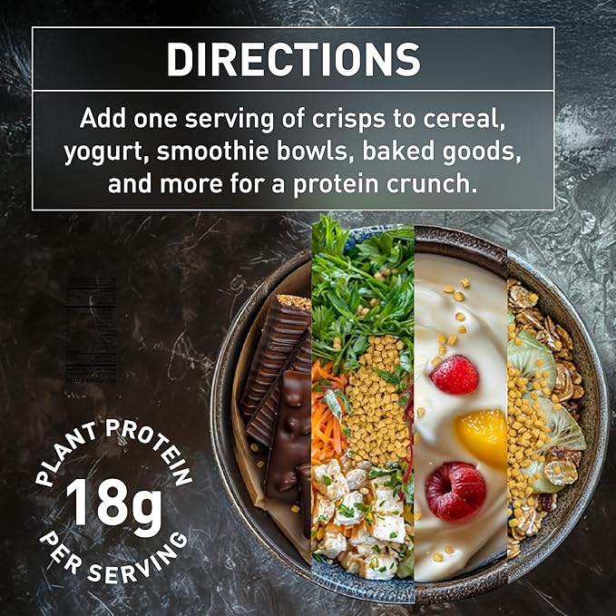 PURIS Pea Protein Crisps – Plant-Based Crunch | 18g Protein Per Serving | Non-GMO Gluten-Free Soy-Free | No Sugar | Clean Label Inclusion for Snacks Bars &amp Baking | Made in USA | Unflavored | 1 l