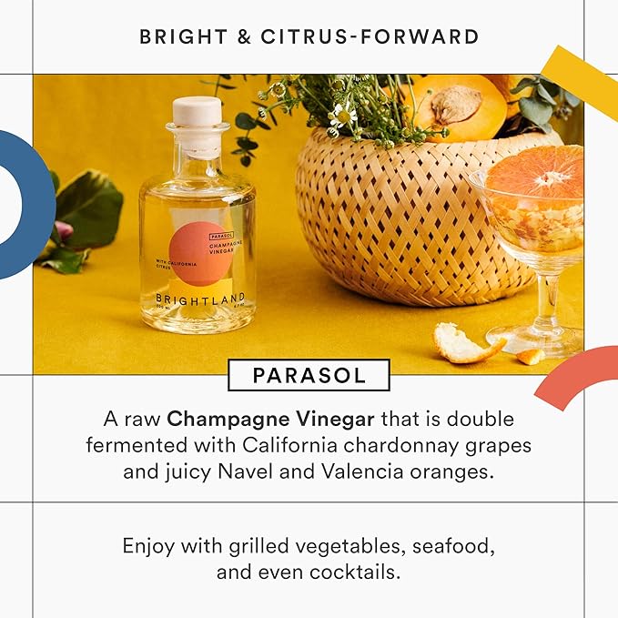 Brightland The Pair Balsamic Vinegar &amp Champagne Vinegar Duo - Artisinal Vinegars Perfect for Salad Dressings Marinades Cooking &amp Drizzling - 6.7 Fl Oz