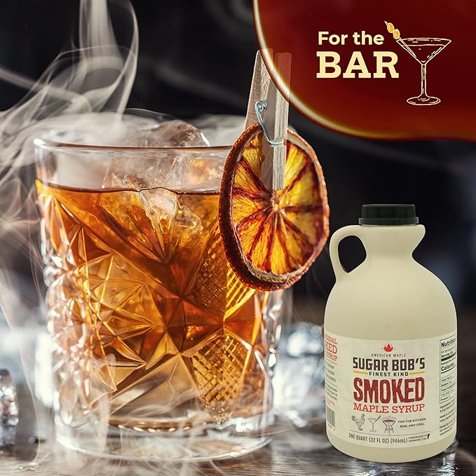 Sugar Bob's Finest Kind - Smoked Maple Syrup - Glaze Marinade Cocktail Mixer 32 fl oz - Made in Vermont