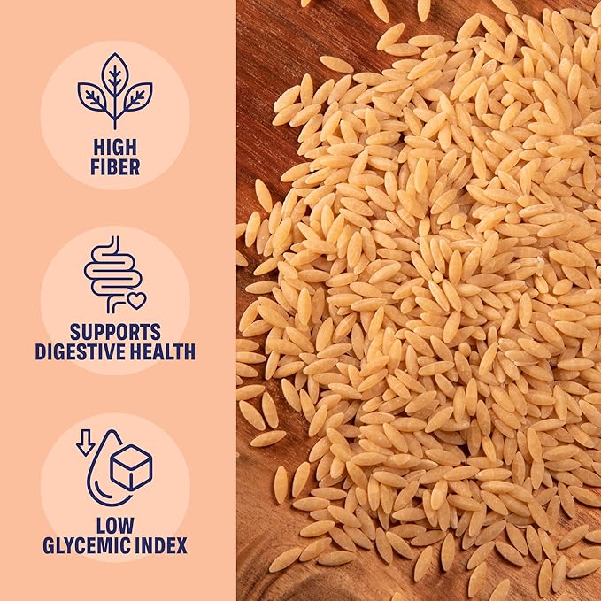 Three Farm Daughters X Molly Yeh High Fiber Orzo Pack Irresistible Low GI Non GMO Orzo Pasta Noodles Low Net Carb Made in the USA from Just 2 Simple Ingredients 12 oz. (4 Pack)