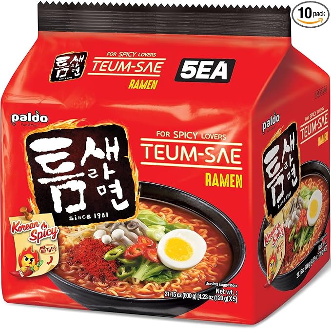 Paldo Hot and Spicy Teumsae Ramen 4.23 Oz (Pack of 10)