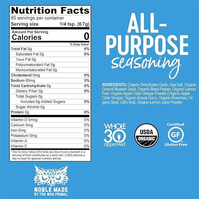 The New Primal Noble Made by Seasoning Versatile Spice &amp Dry Rub USDA Organic Whole30 Gluten-Free Paleo &amp Keto Friendly All Purpose 4 Count