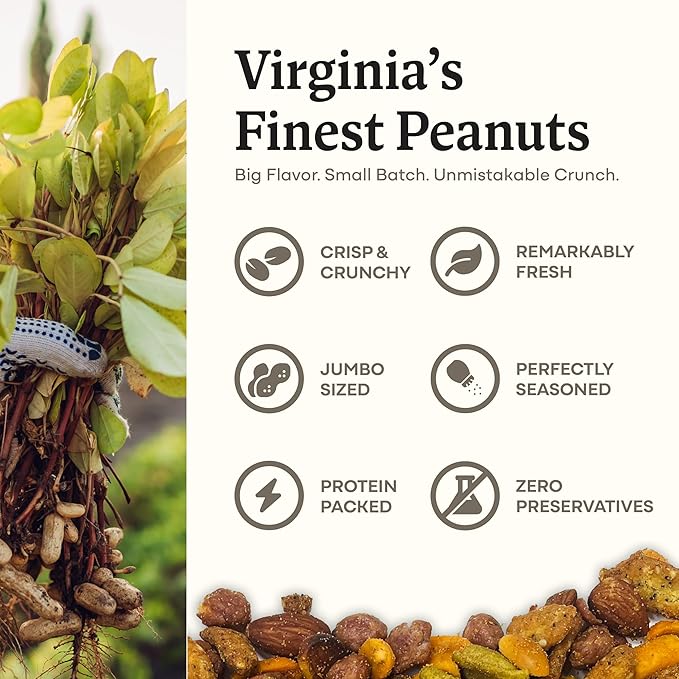 Belmont Peanuts Southwest Spice Bar Mix 18 oz (1 Pack) – Virginia Peanuts Buffalo Nuts Everything Sticks Smoked Almonds and Guacamole Bits – Simple Ingredients No Preservatives Hand Seasoned