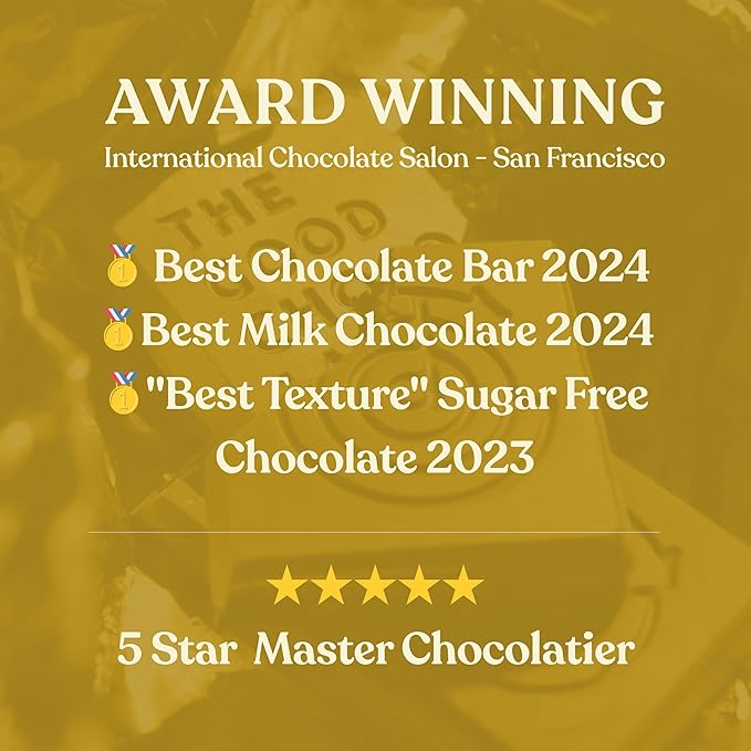 The Good Chocolate - Ginger Chocolate Squares Zero Sugar Lower Net Carb Snack Lower Calorie Vegan Chocolate Candy 24 Square Family Pack