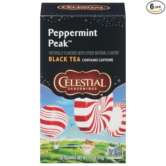 Celestial Seasonings Black Tea Peppermint Peak 20 Count (Pack of 6) (Packaging May Vary)