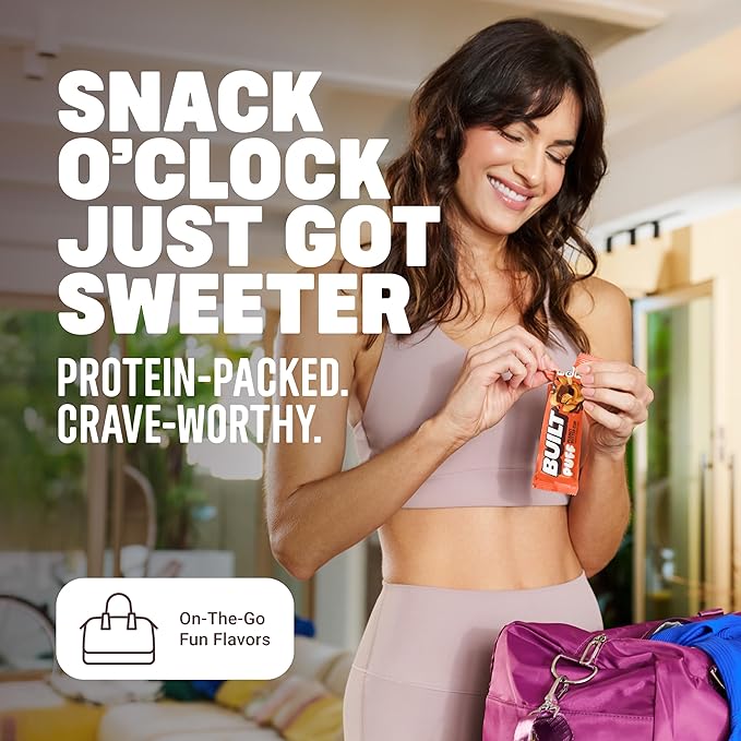 BUILT Bar Puff Protein Bars - Peanut Butter Cup - 17g Protein Snack Bars with Collagen - Calorie Conscious &amp Gluten Free - 12 Count