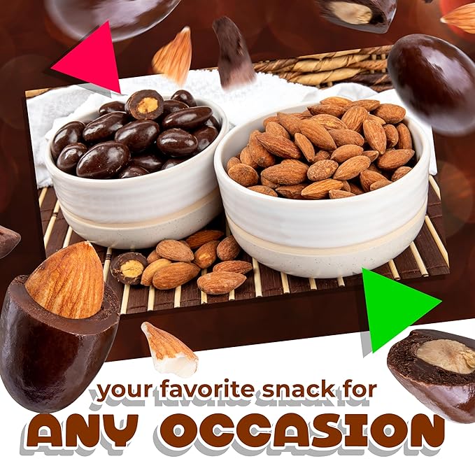 Dark Chocolate Covered Almonds | 2 Lb Bulk Bag | Roasted Chocolate Covered Nuts | Crunchy Office Candy Snack | Gourmet Party Favor &amp Gift Basket Filler