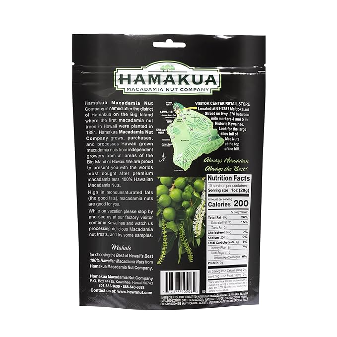 Hamakua Macadamia Nuts - Spicy Wasabi - Hawaiian Grown Flavored Dry Roasted Half and Whole Macadamias - Natural Eco-Friendly Large Macadamia Nuts