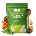B &amp B Mushroom Matcha Powder with Coconut Milk | Lion’s Mane Cordyceps Chaga &amp 6 Mushroom Fruiting Body Blend – Japanese Ceremonial Grade Matcha – Adaptogenic Energy &amp Focus Drink Mix –
