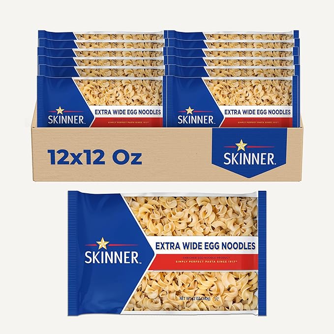 Skinner Extra Wide Egg Noodle Pasta 12 Pack (12 oz Each) – Pantry Staple for Casseroles Soups &amp Satisfying Meals