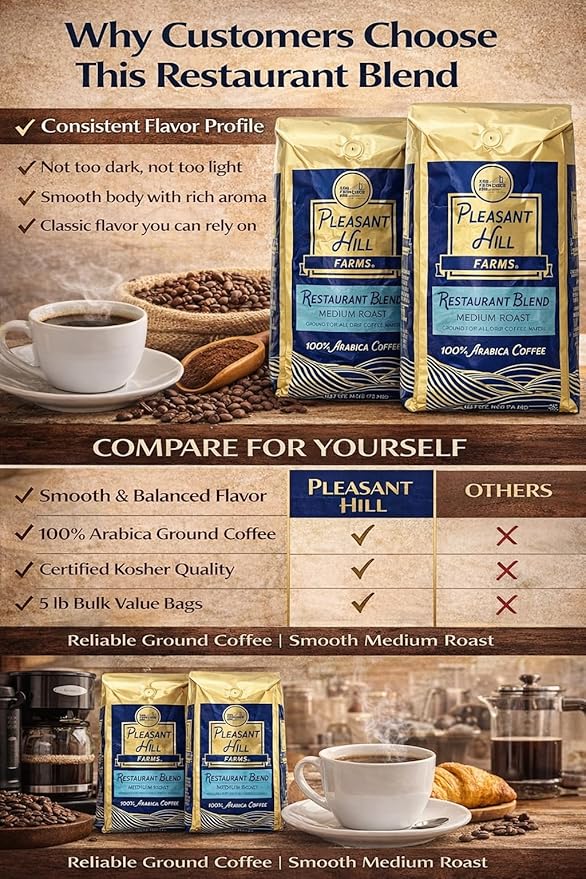 Pleasant Hill Farms Arabica Ground Coffee 5 lb 2-pack
