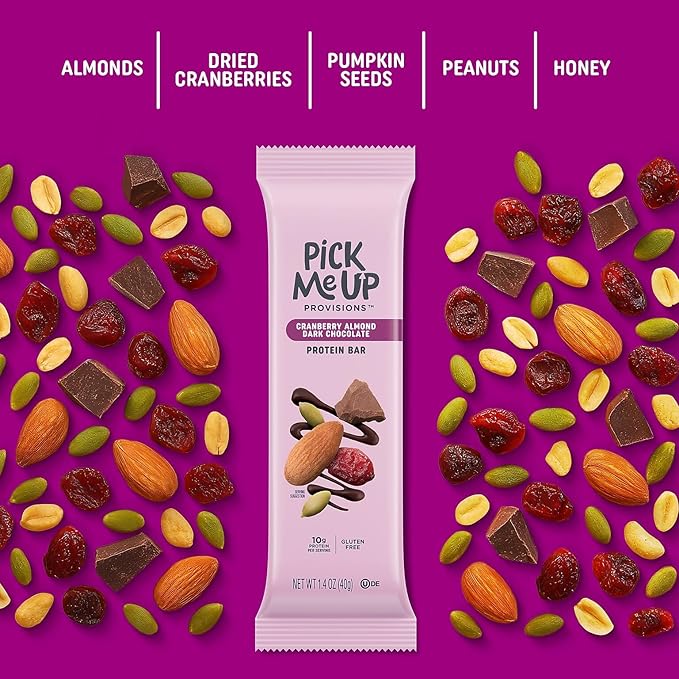 Pick Me Up Provisions™ Gluten Free Cranberry Almond Dark Chocolate Protein Bar 1.4 oz. 16 Bars/Box