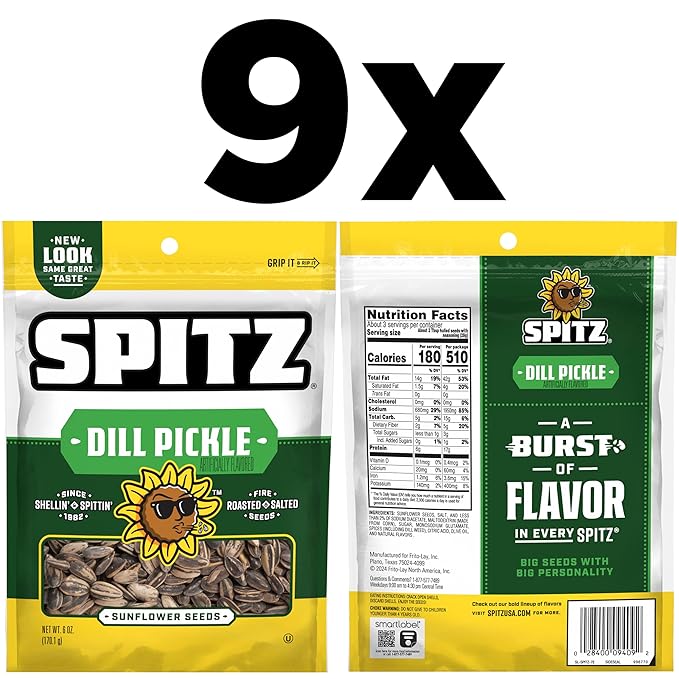 Spitz Sunflower Seeds Dill Pickle 6 Ounce (Pack of 9)