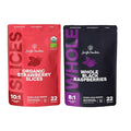 Jungle Powders Freeze Dried Strawberries Organic USDA Certified Strawberry Slices 3.2 Ounce Bag + Whole Black Freeze Dried Raspberries 3.2 Ounce Bag - Dried Fruit Healthy Snacks for Kids