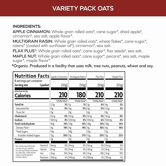 Nature's Path Organic Variety Pack Instant Oatmeal 14 oz (Pack of 6) Non-GMO
