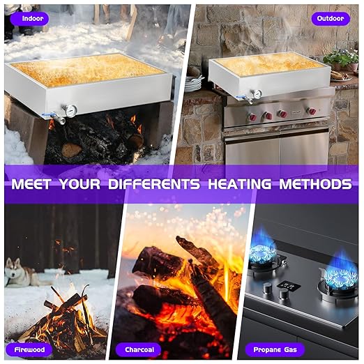 Maple Syrup Evaporator Pan 30 x 20 x 6 Inch Maple Syrup Pan 15.5 Gal 304 Stainless Steel Maple Syrup Evaporator Boiling Maple Syrup with Valve and Thermometer