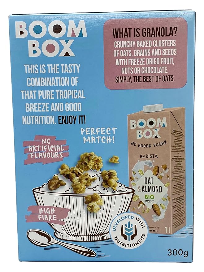 BOOM BOX Coconut-Almond-White Chocolate Oat Granola - 300g Irresistible Blend of Flavors