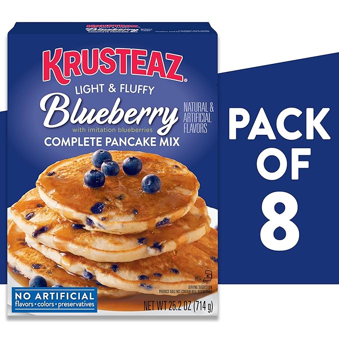 Krusteaz Complete Pancake Mix Blueberry Pancake Mix 25.2-Ounce Box (Pack of 8)