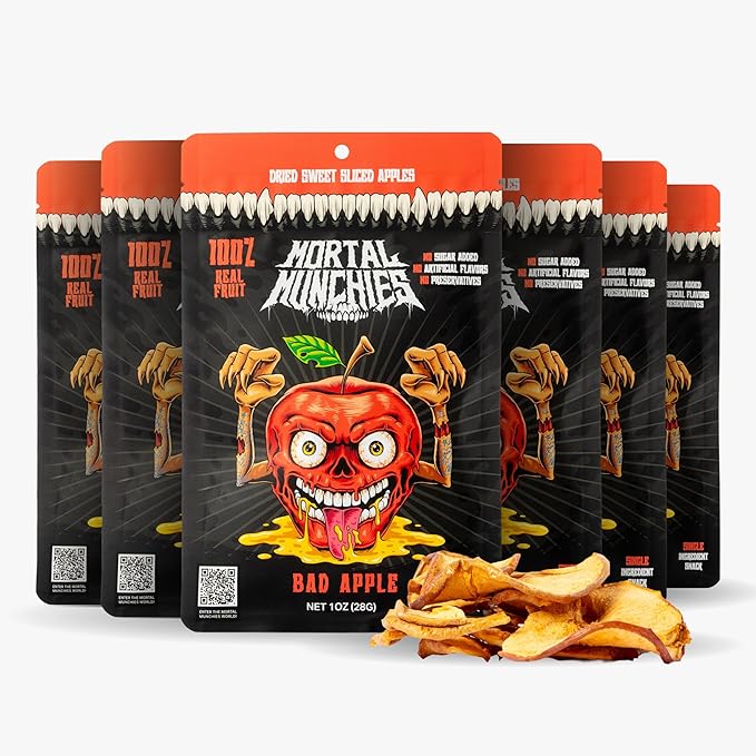 Mortal Munchies - Dried Fruit Mango and Apple (6 Pack 3 Oz) Real Fruit Snack Sweet and Chewy Fat-Free On-the-Go Snacks Healthy Snack for Adults Non-GMO No Added Sugar (Mango)