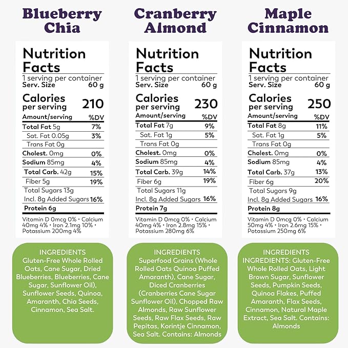 Earnest Eats Superfood Oatmeal Cups - Variety Pack – 7g Plant Protein Gluten Free Vegan On-the-Go Breakfast 2.1 Ounces Each (6 Pack)