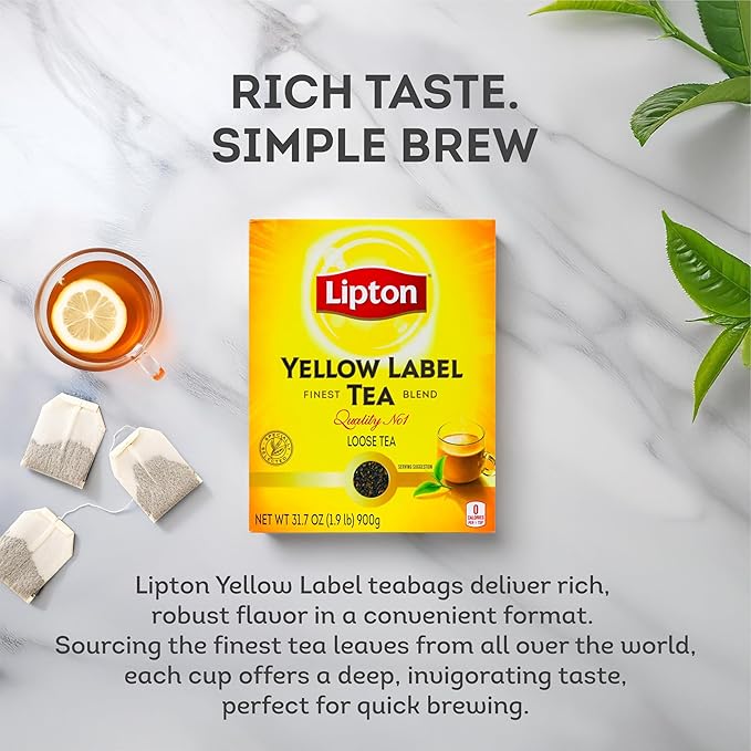 Lipton Yellow Label Finest Blend | Loose Black Tea | Premium Quality | Strong Flavor | Aromatic &amp Refreshing | 900 Grams (Pack of 1)