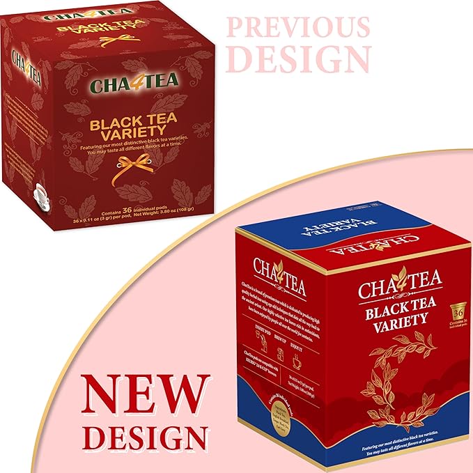 Cha4TEA 36-Count Assorted Black Tea Sampler for Keurig K-Cup Brewers (Black Tea English Breakfast Ginger tea Earl Grey)