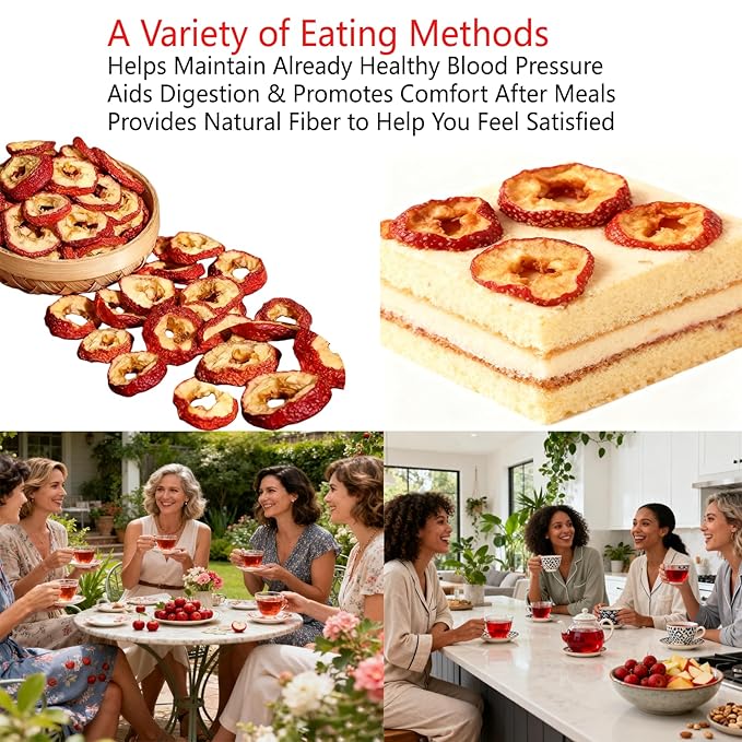 DABC OAK LAND Hawthorn Slices Hollow Circle Seedless 100% Natural Sun-Dried Hawthorn Fruit Hawthorn Berries for Tea 山楂干 山楂果茶 山楂片 Natural Herbal Tea for Digestion 8OZ/Bag