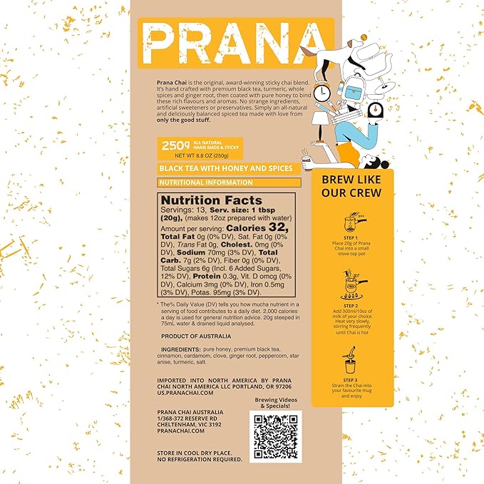 Prana Chai 3 Flavor Sampler - Masala Original Chai Turmeric Blend Peppermint