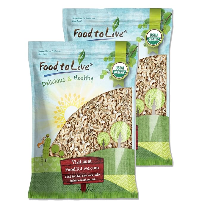 Food to Live - Organic Cashew Pieces 16 Pounds - Non-GMO Kosher Raw Vegan Unsalted Unroasted Bulk