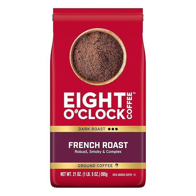 Eight O'Clock Coffee French Roast Ground Coffee Dark Roast 21 Ounce (Pack of 1) - Smoky &amp Complex