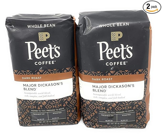 Peets Coffee Major Dickason's Blend Whole Bean 32oz (Pack of2)