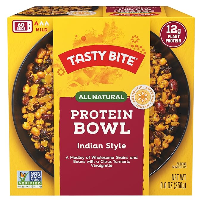 Tasty Bite Indian Protein Bowl 8.8 Ounce Pack of 6 Ready to Eat Microwaveable Vegan 12 Grams Plant Protein