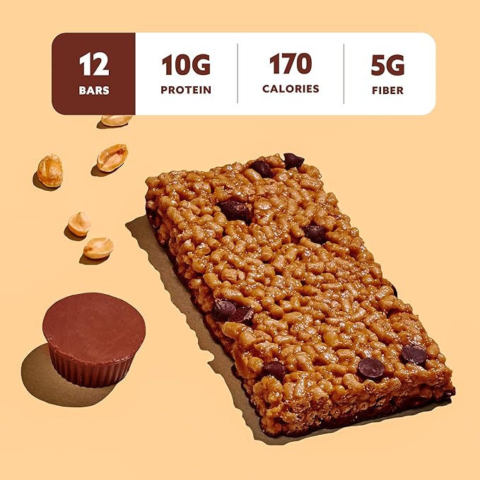 Mezcla Puff-Crispy Plant Based Protein Bars - Peanut Butter Chocolate - Healthy Snacks for Adults &amp Kids - Perfect School Travel &amp Office Snacks - Gluten Free Vegan Non GMO 10g Protein -