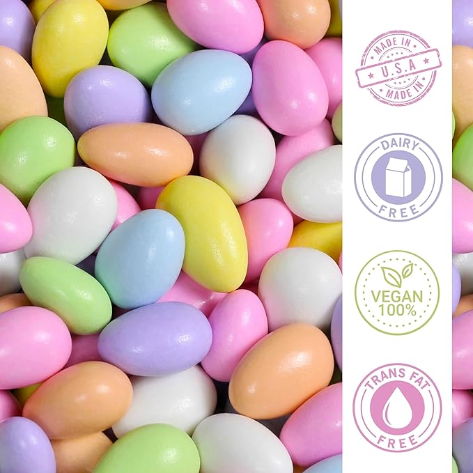 Assorted Jordan Almonds Pastel Colors by Its Delish 10 LBS Bulk | Sugared Almond Nut with Sweet Hard Candy Coating - Wedding Favors Bridal Baby Showers Party Buffet Confetti Candies - Vegan &amp K
