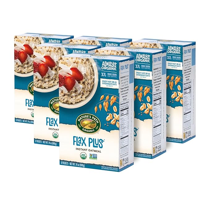 Nature's Path Organic Flax Plus Instant Oatmeal 14 oz (Pack of 6) Non-GMO