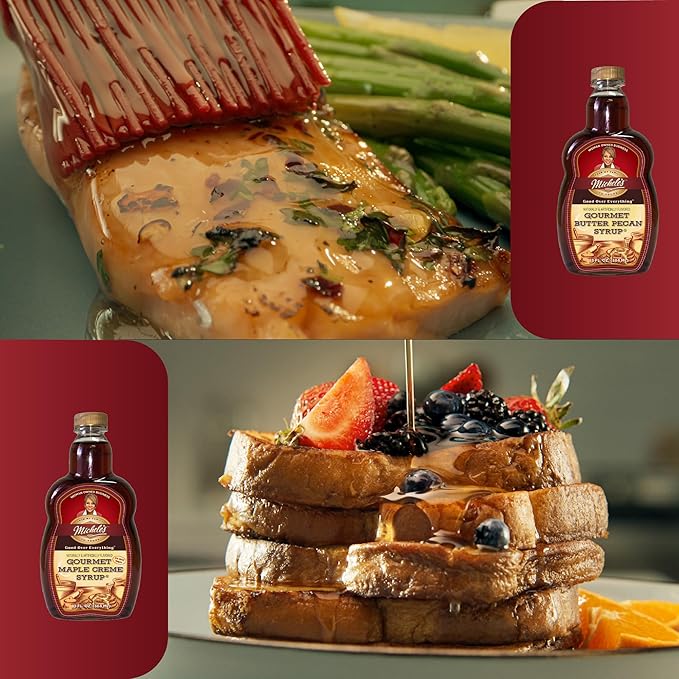 Michele’s Syrup Variety pack – Maple Crème Butter Pecan Syrup | Flavoring Syrup for Pancakes and Waffles Ice Cream – Condiment for Salmon Pork and Beef – Great Breakfast Food Gift
