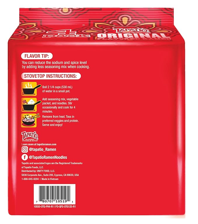Tapatío Ramen Noodle Soup Original - Pouch 4.23 oz. (120g) Case of 16