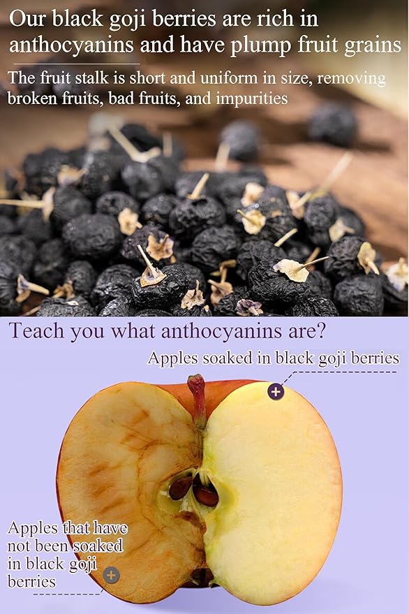 Black Goji Berry Tea 8.5oz/240g Black Wolfberry Dried Goji Berries Fruit Lycium Barbarum Chinese Herbal Tea Caffeine-free Vegetarian Friendly 黑枸杞 枸杞