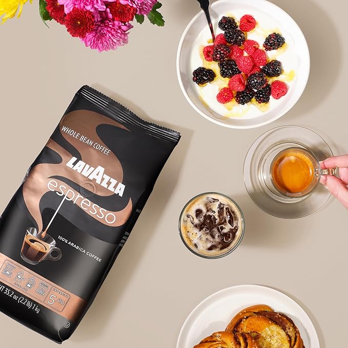 Lavazza Espresso Whole Bean Coffee Medium Roast 100% Arabica 2.2 lb Bag (Pack of 2)
