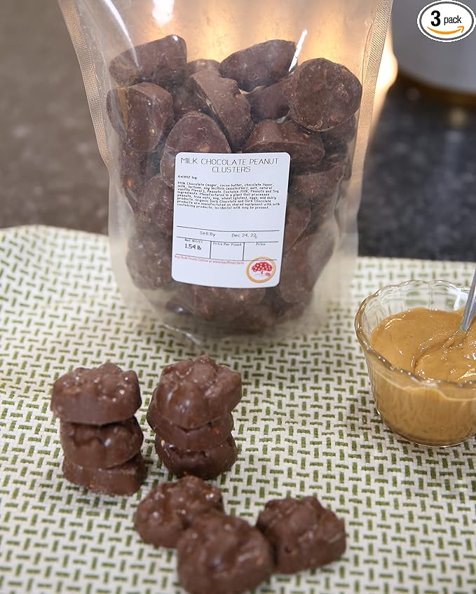 Kauffman Orchards Milk Chocolate Covered Peanut Clusters Bulk 1.5 Lb Bag (Pack of 3)
